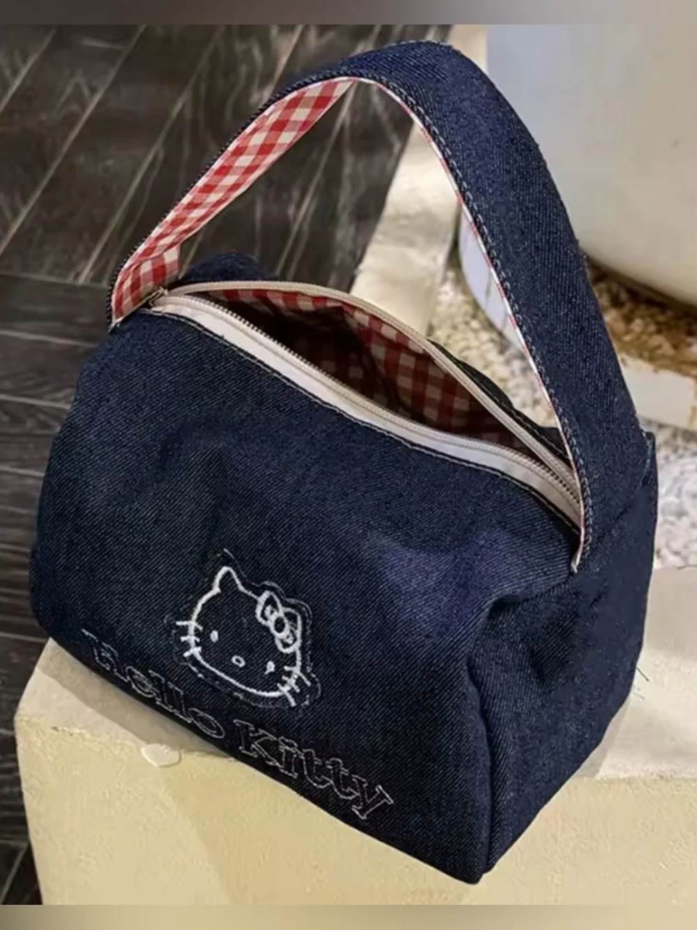 Hello Kitty Denim Cosmetic Bag - Navy Blue